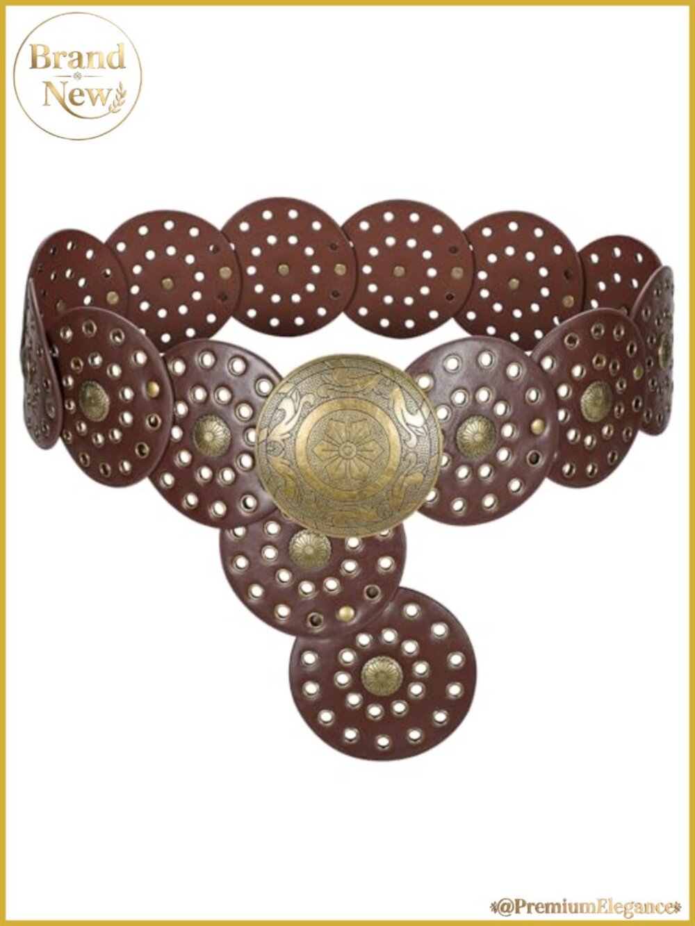 Women's Boho Disc Belt Wide Western Faux Leather Vintage Concho Waist Belt